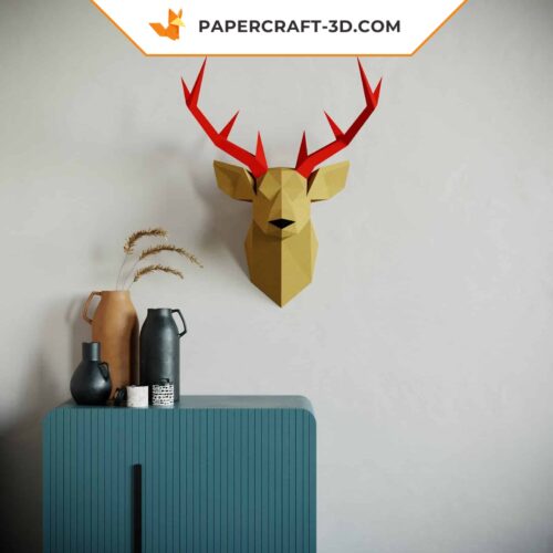 Papercraft tête de cerf origami en papier 3D