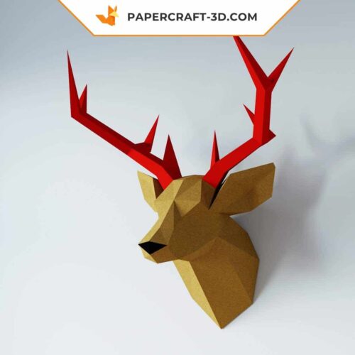 Papercraft tête de cerf mural en origami 3D