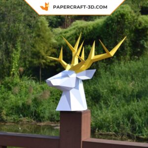 Papercraft tête de cerf origami papier 3D