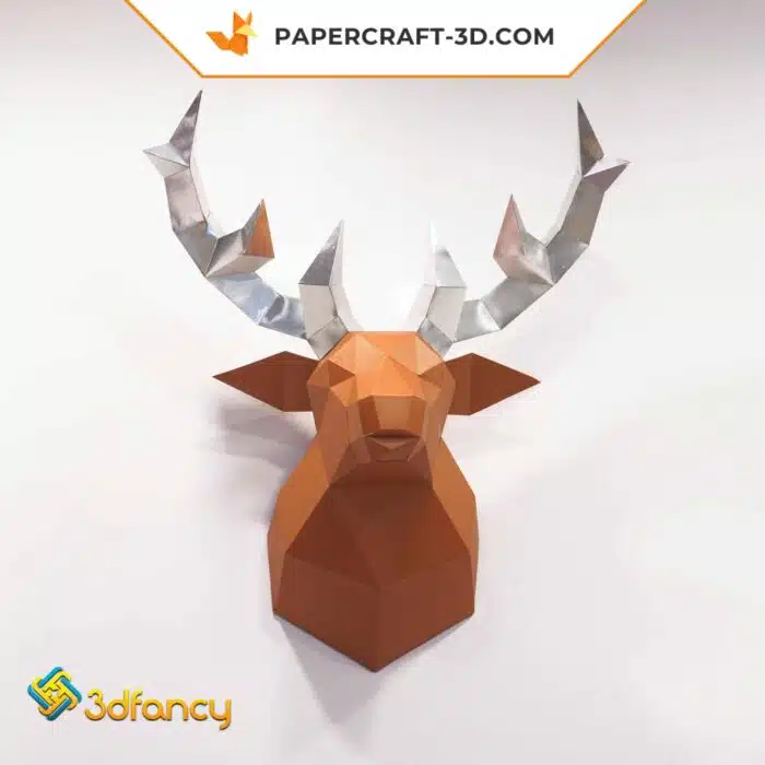 Papercraft Tête de Cerf origami papier 3D