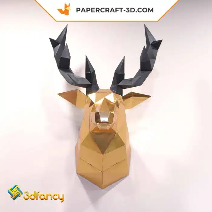 Papercraft Tête de Cerf origami papier 3D