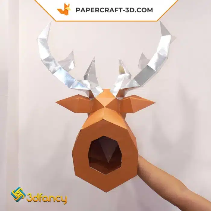 Papercraft Tête de Cerf origami papier 3D