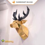 Papercraft Tête de Cerf origami papier 3D