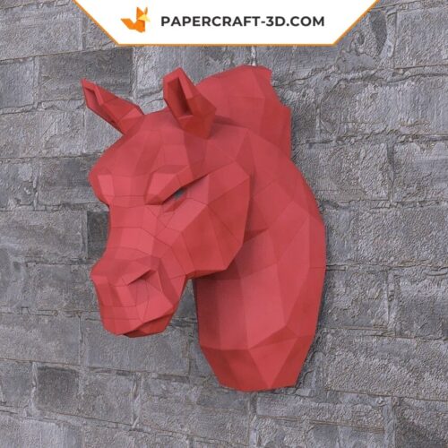 Papercraft tête de cheval en origami papier 3D