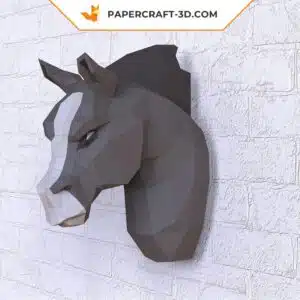 Papercraft tête de cheval en origami papier 3D