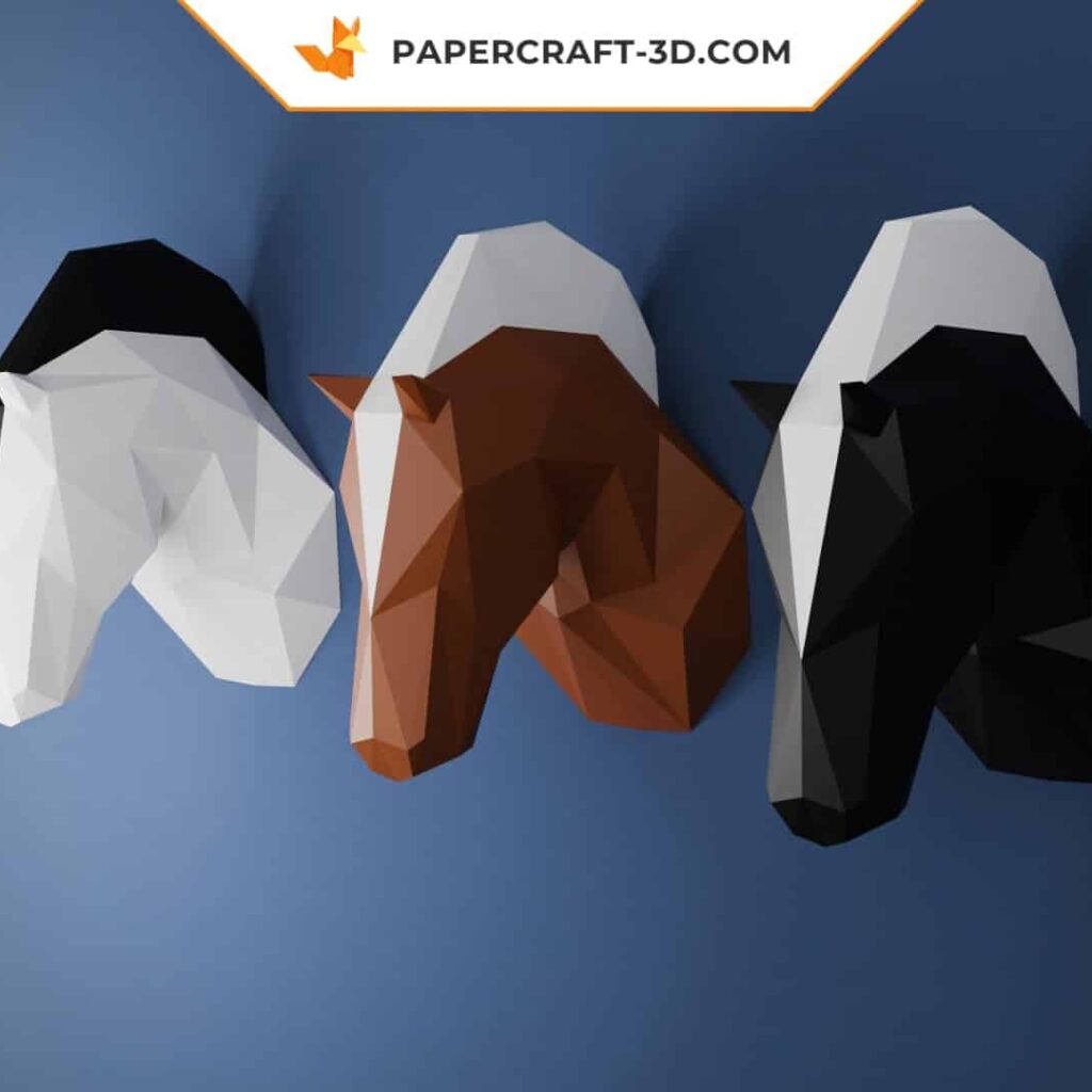 Papercraft tête de cheval en origami