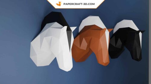Papercraft tête de cheval origami papier 3D
