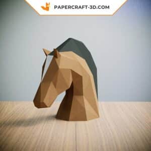 Papercraft tête de cheval origami papier 3D