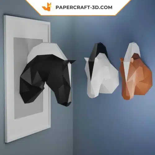 Papercraft tête de cheval origami papier 3D