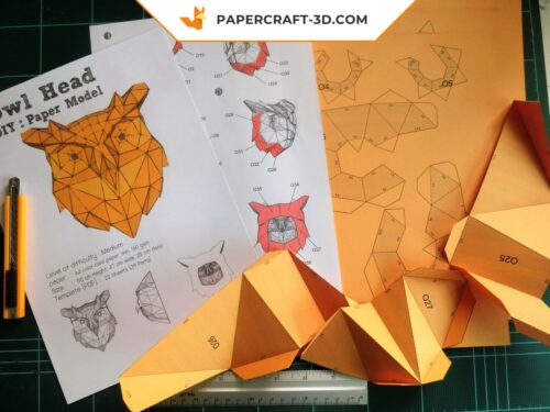 Papercraft Tête de Chouette origami papier 3D