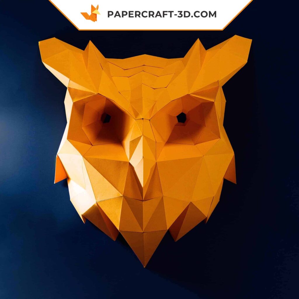 Papercraft tête de chouette murale en origami 3D