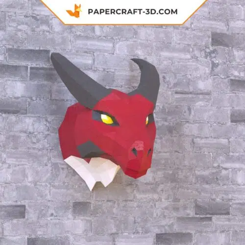Papercraft tête de dragon origami papier 3D