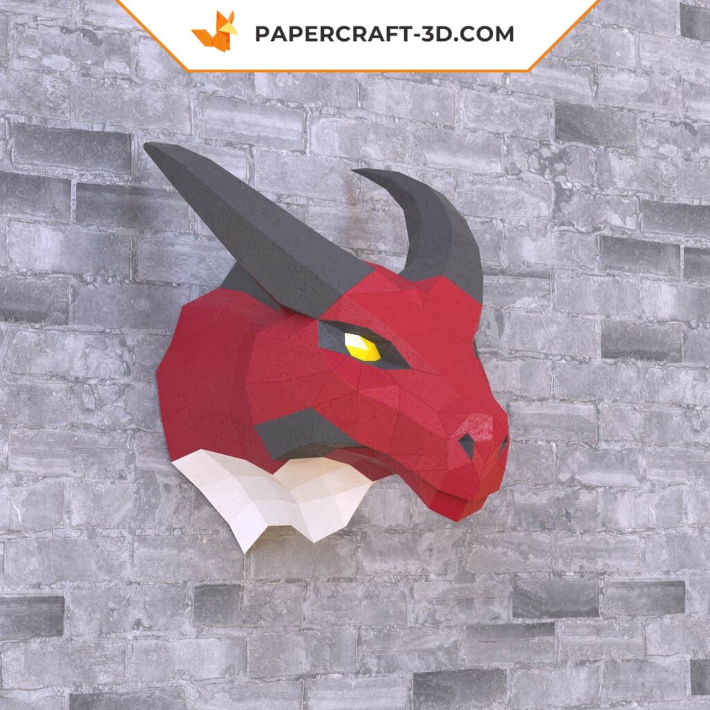Papercraft tête de dragon en origami 3D