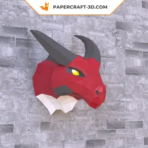 Papercraft tête de dragon origami papier 3D