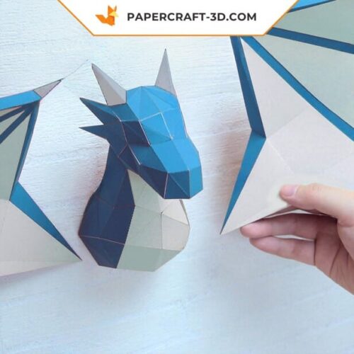 Papercraft tête de dragon origami papier 3D DIY
