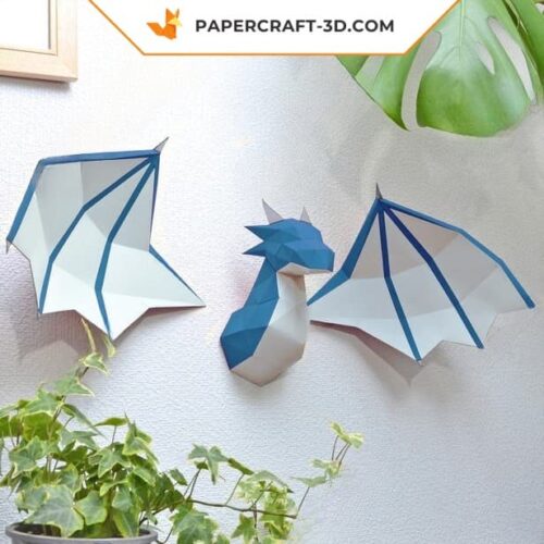 Papercraft tête de dragon origami papier 3D DIY