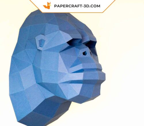 Papercraft tête de gorille en origami papier 3D