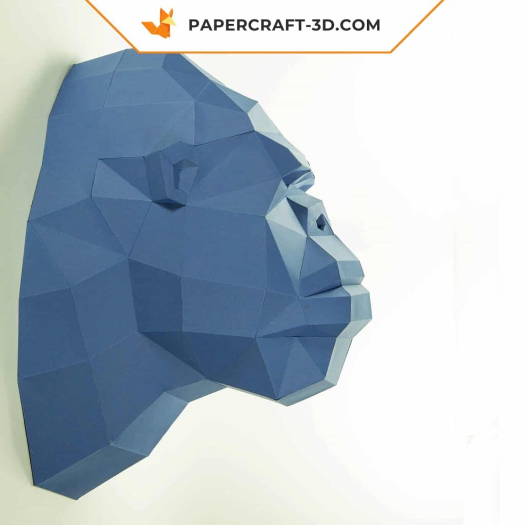Papercraft tête de gorille en origami 3D