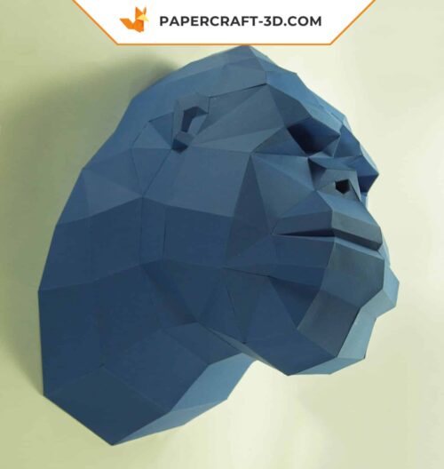 Papercraft tête de gorille en origami papier 3D
