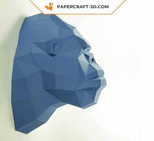Papercraft tête de gorille en origami papier 3D
