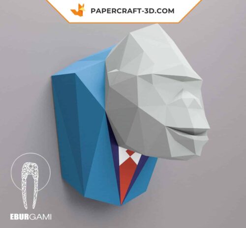 Papercraft tête de gorille origami papier 3D