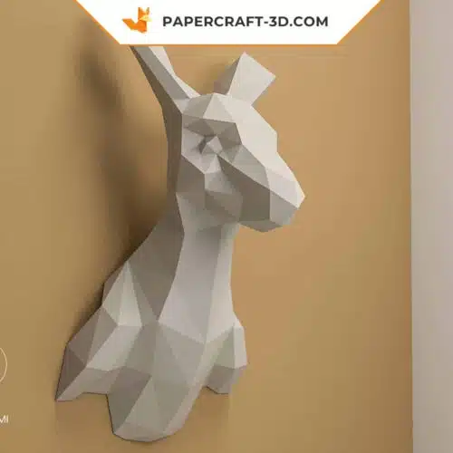 Papercraft tête de kangourou en origami papier 3D à monter soi-même