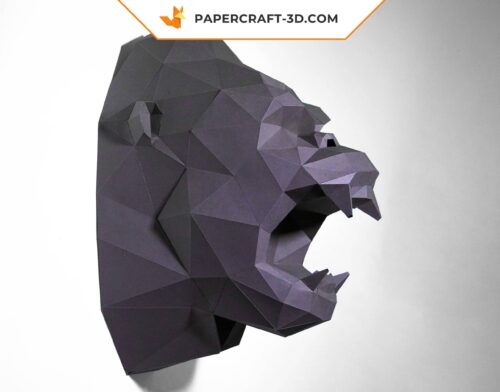 Papercraft Tête de King Kong en origami papier 3D