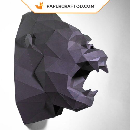 Papercraft King Kong head in 3D origami