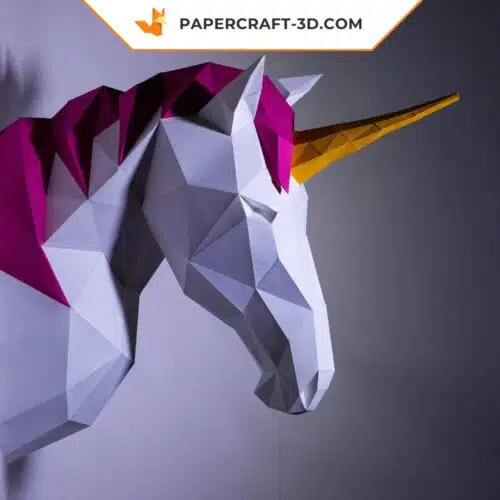 Papercraft testa di unicorno in origami 3D