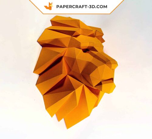 Papercraft tête de lion origami papier 3D à télécharger