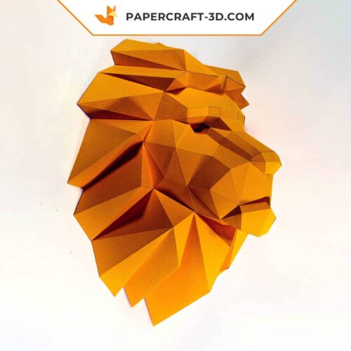 Papercraft tête de lion origami papier 3D à télécharger