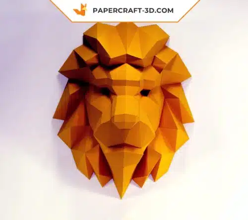 Papercraft tête de lion origami papier 3D à télécharger