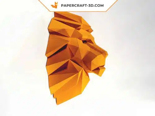 Papercraft tête de lion origami papier 3D à télécharger