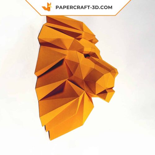 Papercraft tête de lion origami papier 3D à télécharger