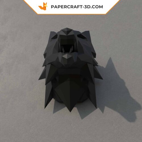 Papercraft tête de loup murale en origami