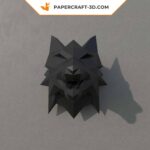 Papercraft tête de loup murale en origami