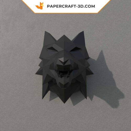 Papercraft tête de loup murale en origami