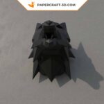 Papercraft tête de loup murale en origami