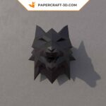 Papercraft tête de loup murale en origami