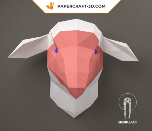 Papercraft Tête de Mouton 3D : Kit Origami Papier DIY à Télécharger
