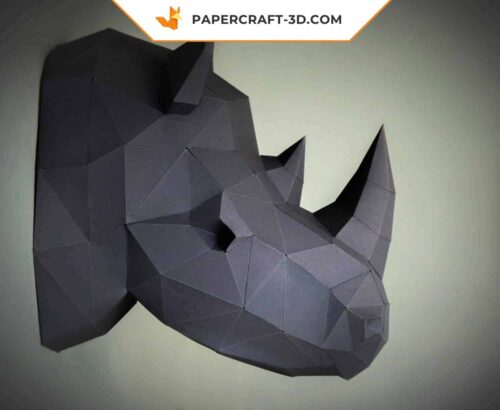 Papercraft Tête de Rhino origami papier 3D à télécharger