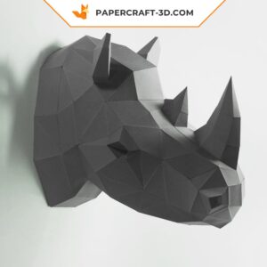 Papercraft Tête de Rhino origami papier 3D à télécharger