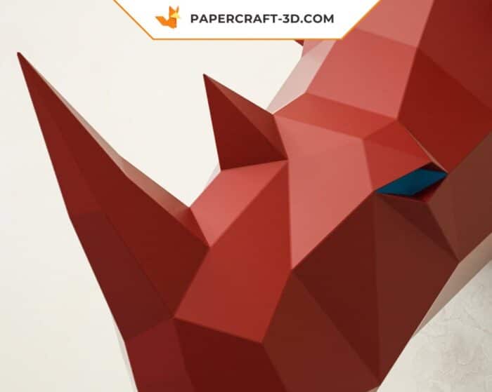 Papercraft tête de rhinocéros en origami papier 3D