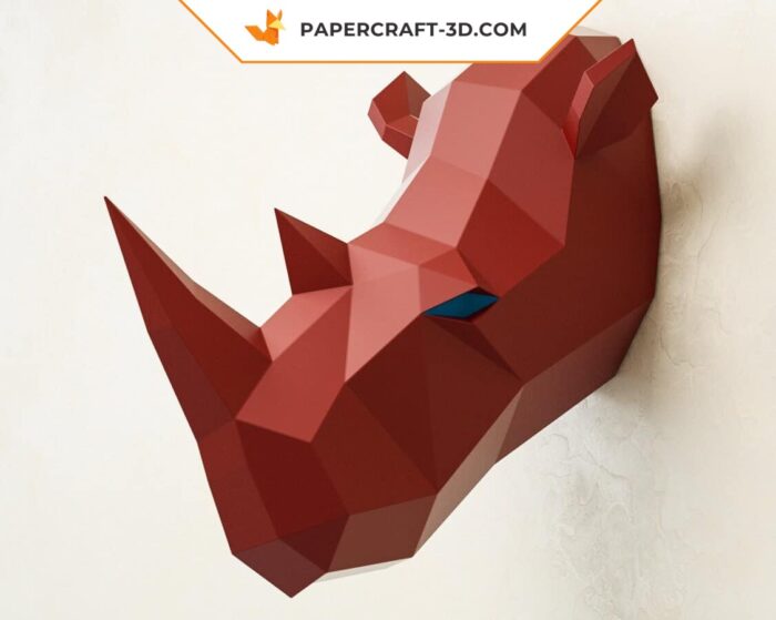 Papercraft tête de rhinocéros en origami papier 3D