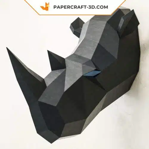 Papercraft tête de rhinocéros en origami papier 3D