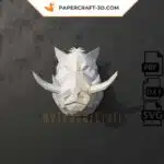 Papercraft tête de sanglier en origami papier 3D