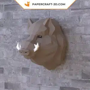 Papercraft tête de sanglier origami papier 3D