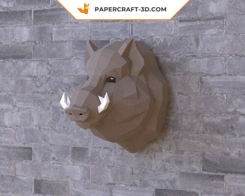 Papercraft tête de sanglier origami papier 3D