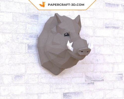Papercraft tête de sanglier origami papier 3D