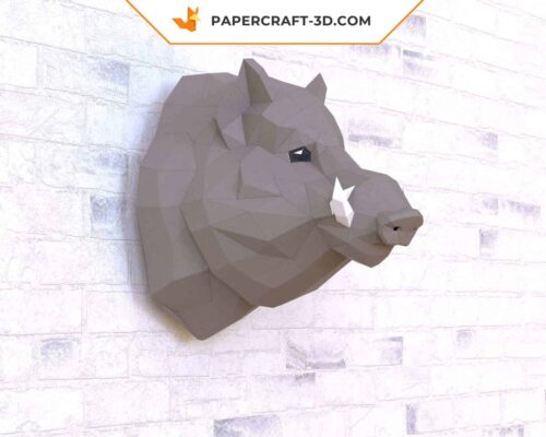 Papercraft tête de sanglier origami papier 3D